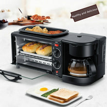 Load image into Gallery viewer, 3 in 1 Electric Breakfast Machine Multifunction Coffee Maker + Frying Pan + Mini Oven  Household Bread Pizza Oven, 3 in 1 Multifunction Coffee Maker