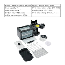 Load image into Gallery viewer, 3 in 1 Electric Breakfast Machine Multifunction Coffee Maker + Frying Pan + Mini Oven  Household Bread Pizza Oven, 3 in 1 Multifunction Coffee Maker