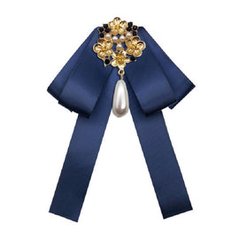 Ladies Retro Style Cloth Fabric Pearl Diamond Brooch Bow Tie Bow Clothing Accessories