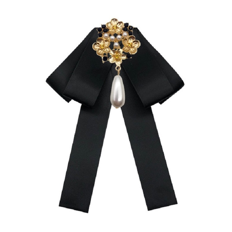 Ladies Retro Style Cloth Fabric Pearl Diamond Brooch Bow Tie Bow Clothing Accessories