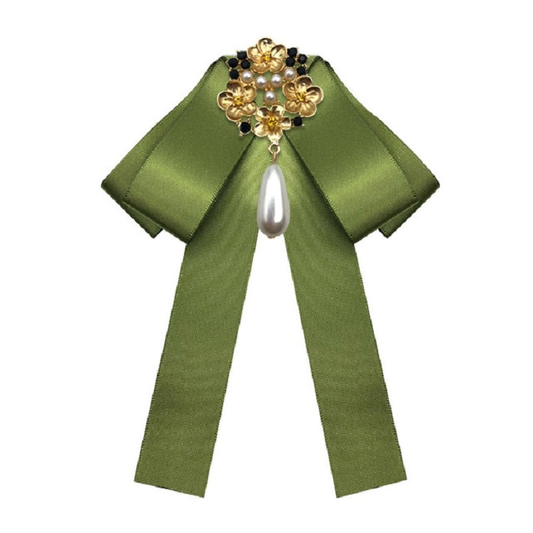 Ladies Retro Style Cloth Fabric Pearl Diamond Brooch Bow Tie Bow Clothing Accessories