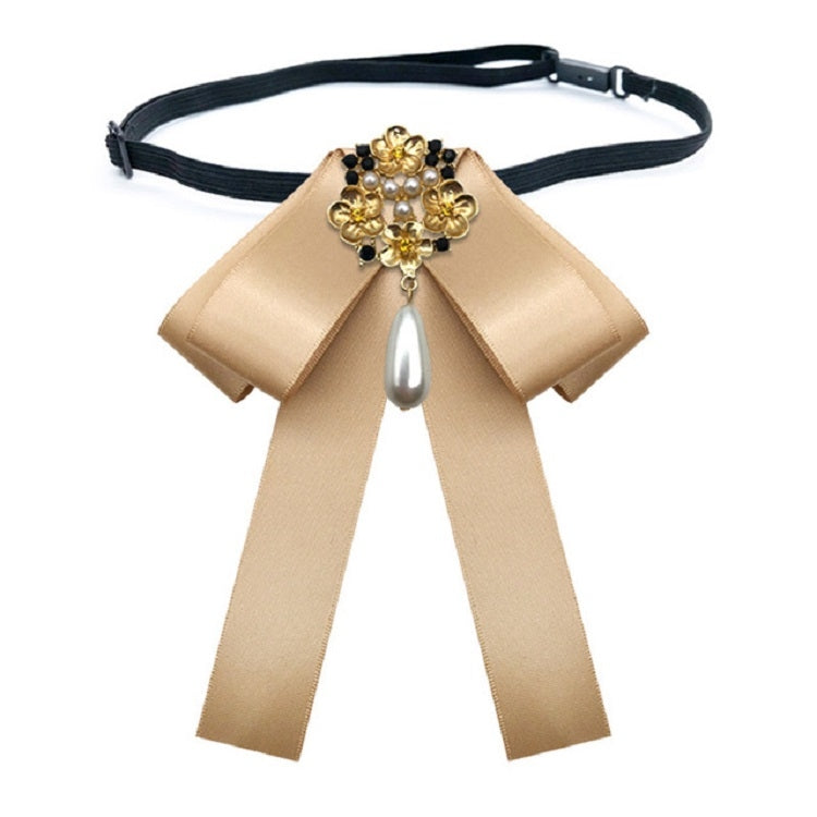 Ladies Retro Style Cloth Fabric Pearl Diamond Brooch Bow Tie Bow Clothing Accessories