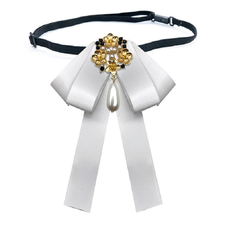 Ladies Retro Style Cloth Fabric Pearl Diamond Brooch Bow Tie Bow Clothing Accessories