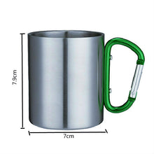 Load image into Gallery viewer, Stainless Steel Double Walled Water Mugs Coffee Cup with Carabiner Handle, Random Color Delivery, Coffee Cup with Carabiner
