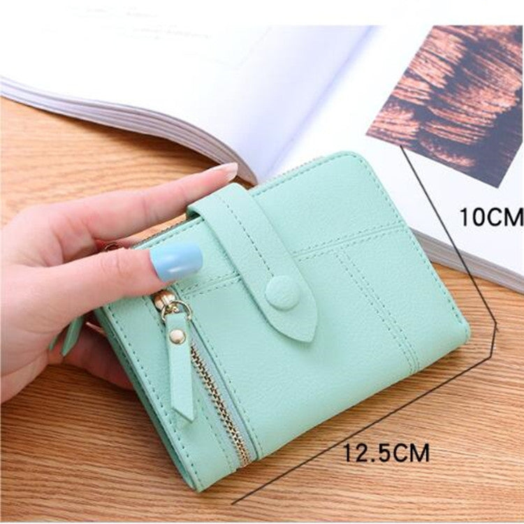 Women Two-folding Wallet Multi-function Clutch Bag Small Wallet, Two-folding Black, Two-folding Green