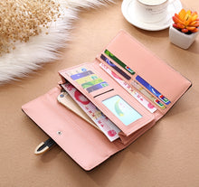 Load image into Gallery viewer, Women Purse Thread Plaid Leather Fashion Design With Polyester Phone Bag Long Slim Ladies Wallet