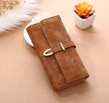 Load image into Gallery viewer, Women Purse Thread Plaid Leather Fashion Design With Polyester Phone Bag Long Slim Ladies Wallet