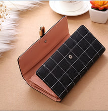 Load image into Gallery viewer, Women Purse Thread Plaid Leather Fashion Design With Polyester Phone Bag Long Slim Ladies Wallet