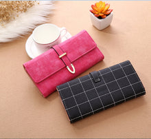 Load image into Gallery viewer, Women Purse Thread Plaid Leather Fashion Design With Polyester Phone Bag Long Slim Ladies Wallet