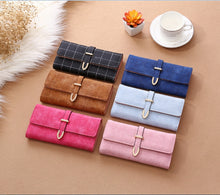 Load image into Gallery viewer, Women Purse Thread Plaid Leather Fashion Design With Polyester Phone Bag Long Slim Ladies Wallet