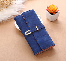Load image into Gallery viewer, Women Purse Thread Plaid Leather Fashion Design With Polyester Phone Bag Long Slim Ladies Wallet
