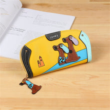 Load image into Gallery viewer, Cute Stitching Puppy Zipper Wallet Long Clutch Bag Ladies Wallet