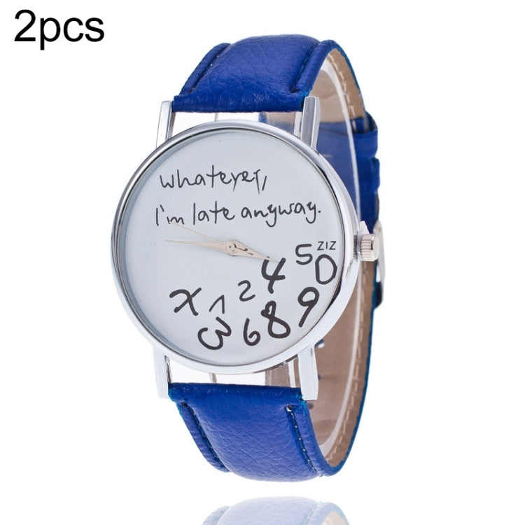 Alphabet Number Pattern Leather Strap Watch