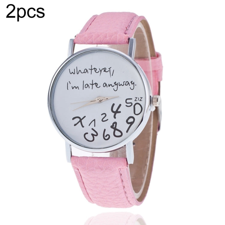 Alphabet Number Pattern Leather Strap Watch