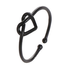Load image into Gallery viewer, Girl Fashion Cute Simple Heart Hollow Open Adjustable Rings, Black, Gold, Silver