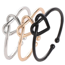 Load image into Gallery viewer, Girl Fashion Cute Simple Heart Hollow Open Adjustable Rings, Black, Gold, Silver
