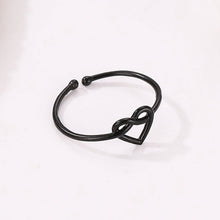 Load image into Gallery viewer, Girl Fashion Cute Simple Heart Hollow Open Adjustable Rings, Black, Gold, Silver