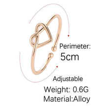 Load image into Gallery viewer, Girl Fashion Cute Simple Heart Hollow Open Adjustable Rings, Black, Gold, Silver