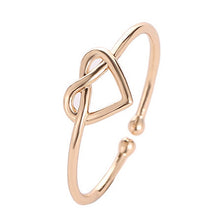 Load image into Gallery viewer, Girl Fashion Cute Simple Heart Hollow Open Adjustable Rings, Black, Gold, Silver