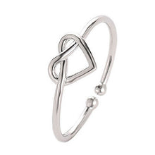 Load image into Gallery viewer, Girl Fashion Cute Simple Heart Hollow Open Adjustable Rings, Black, Gold, Silver