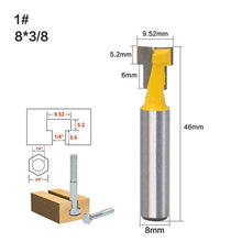 Load image into Gallery viewer, Woodworking Milling Cutter 8-handle Keyhole Cutter Photo Frame Wall-mounted T-type Keyhole Cutter, 8x3/8 Inch, 8x1/2 Inch