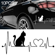 Load image into Gallery viewer, 10 PCS Pet Cat Heartbeat Lifeline Vinyl Decal Creative Car Stickers Car Styling Truck Accessories,  26.5x12CM, Black, Silver