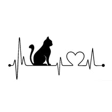 Load image into Gallery viewer, 10 PCS Pet Cat Heartbeat Lifeline Vinyl Decal Creative Car Stickers Car Styling Truck Accessories,  26.5x12CM, Black, Silver