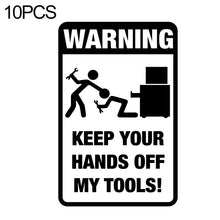 Load image into Gallery viewer, 10 PCS QYPF 11.8CM18.3CM Tool Box Warning Sticker Funny Prank Graphic Car Sticker Black/Silver Vinyl Decoration Graphic, 11.8x18.3CM, Black, Silver