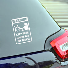 Load image into Gallery viewer, 10 PCS QYPF 11.8CM18.3CM Tool Box Warning Sticker Funny Prank Graphic Car Sticker Black/Silver Vinyl Decoration Graphic, 11.8x18.3CM, Black, Silver
