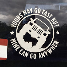 Load image into Gallery viewer, YOURS MAY GO FAST MINE CAN GO ANYWHERE Vinyl Decal Car Stickers, Size: 15x15cm, YOURS MAY GO FAST MINE CAN GO ANYWHERE
