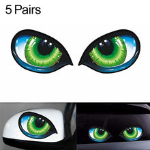 Load image into Gallery viewer, 5 Pairs D 601 3D Stereo Reflective Cat Eyes Car Sticker Car Auto Side Fender Eye Stickers Adhesive Creative Rearview Mirror Decal, 12x7.5cm, Cat Eyes 12x7.5cm