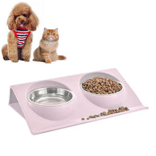 Load image into Gallery viewer, Stainless Steel Pet Bowl Slope Plastic Anti-skid Anti-splash Food Feeder, S, L