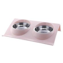 Load image into Gallery viewer, Stainless Steel Pet Bowl Slope Plastic Anti-skid Anti-splash Food Feeder, S, L