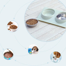 Load image into Gallery viewer, Stainless Steel Pet Bowl Slope Plastic Anti-skid Anti-splash Food Feeder, S, L
