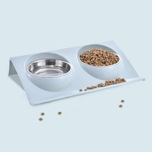 Load image into Gallery viewer, Stainless Steel Pet Bowl Slope Plastic Anti-skid Anti-splash Food Feeder, S, L