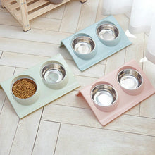 Load image into Gallery viewer, Stainless Steel Pet Bowl Slope Plastic Anti-skid Anti-splash Food Feeder, S, L