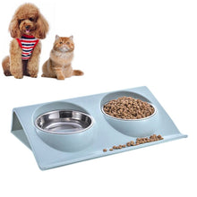 Load image into Gallery viewer, Stainless Steel Pet Bowl Slope Plastic Anti-skid Anti-splash Food Feeder, S, L