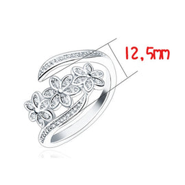 Fashion Elegant Adjustable Flowers with Diamond Forefinger Rings Women Jewelry