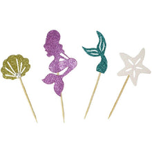 Load image into Gallery viewer, 24 PCS / 1 Set Mermaid Princess Party Decorate Cupcakes Inserted Card, Cupcakes Inserted Card