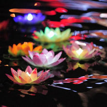 Load image into Gallery viewer, 3 Color LED Flood Light Artificial Lotus Floating Flower Shape Lamps For Outdoor Swimming Pool Wishing Party