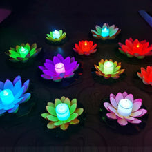Load image into Gallery viewer, 3 Color LED Flood Light Artificial Lotus Floating Flower Shape Lamps For Outdoor Swimming Pool Wishing Party