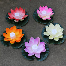 Load image into Gallery viewer, 3 Color LED Flood Light Artificial Lotus Floating Flower Shape Lamps For Outdoor Swimming Pool Wishing Party