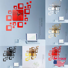 Load image into Gallery viewer, Home Mirror Surface Sticker Home Office Decorative Mirrors 3D Stereo Clock Acrylic Mirror Clock Block Combination Clock