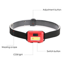 Load image into Gallery viewer, 2 PCS Mini COB LED Headlamp Adjustable Camping Torch Lamp Light with 3 Modes, Black, Blue, Red, White
