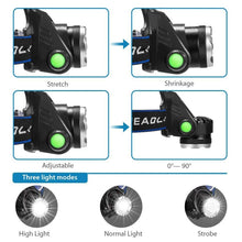 Load image into Gallery viewer, T6 Zoomable Strong Light LED Torch Flashlight Headlamp for Fishing, Camping