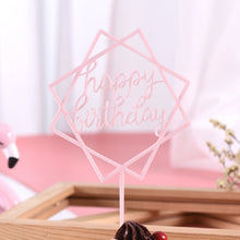 Load image into Gallery viewer, Acrylic Cake Decoration Card Birthday Table Party Dress Up Dessert Polygonal Plug-in Decoration