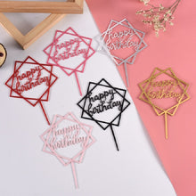 Load image into Gallery viewer, Acrylic Cake Decoration Card Birthday Table Party Dress Up Dessert Polygonal Plug-in Decoration
