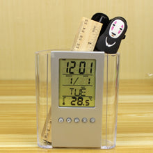 Load image into Gallery viewer, Transparent Desk Clock Pencil Holder Removable Desktop Table Digital Clock