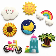 Load image into Gallery viewer, 10 PCS Home Fridge Magnets Decorative Message Stickers Children Whiteboard Stickers, Cloud, Rainbow, Sunflower, Coconut Tree, Yellow Sun, Castle