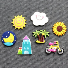 Load image into Gallery viewer, 10 PCS Home Fridge Magnets Decorative Message Stickers Children Whiteboard Stickers, Cloud, Rainbow, Sunflower, Coconut Tree, Yellow Sun, Castle
